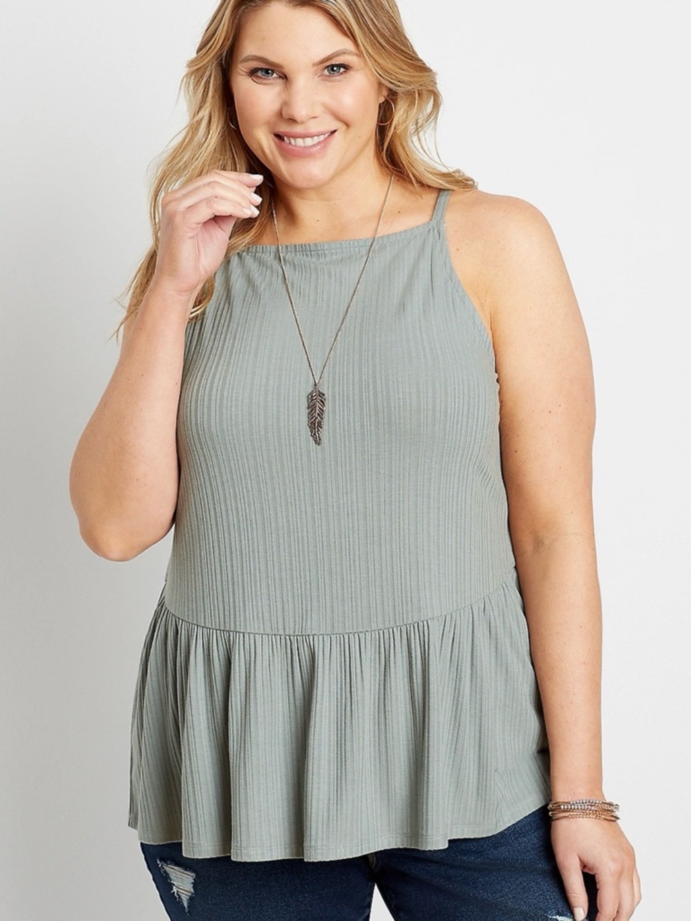 Maurices Sage Green Ribbed Tank Top XXL